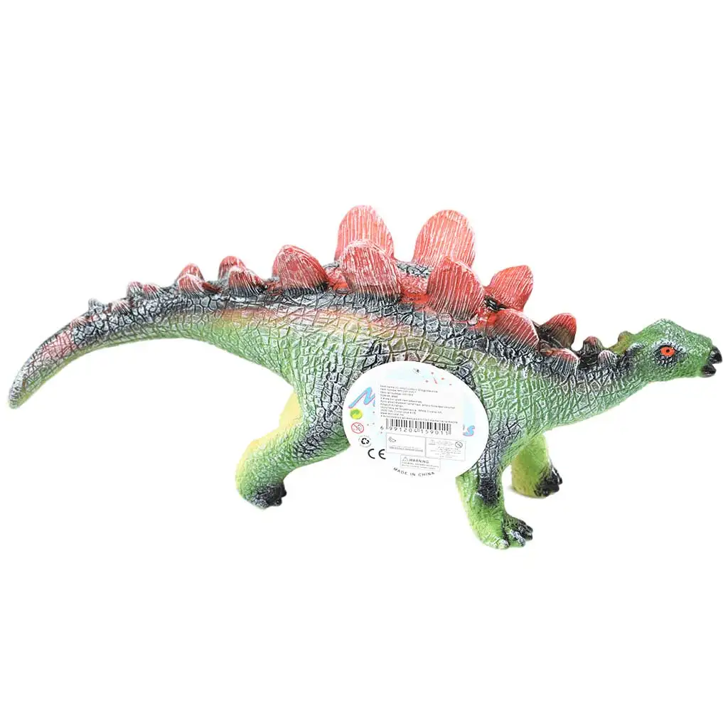 imagen de Dino World: Figura de dinosaurio Stegosaurus de material vinílico que emite sonido con relleno de algodón de 35 cm 2