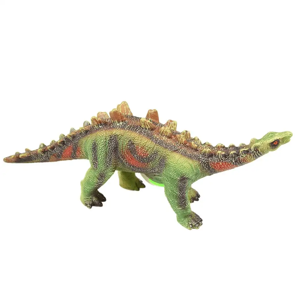 imagen de Dino World: Figura de dinosaurio Stegosaurus de material vinílico que emite sonido con relleno de algodón de 35 cm 2