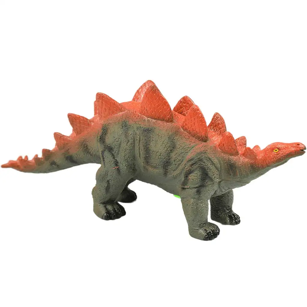 imagen de Dino World: Figura de dinosaurio Stegosaurus de material vinílico que emite sonido con relleno de algodón en tamaño de 35 cm 2