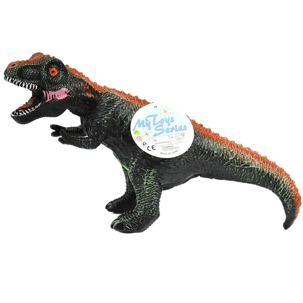 imagen de Dino World: Figura de dinosaurio T-REX de material vinílico que emite sonido con relleno de algodón de 35 cm de tamaño 1