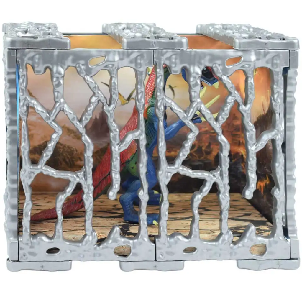 imagen de Dino World: Figura de dinosaurio Therizinosaurus de 20 cm meticulosamente detallada en una jaula 3