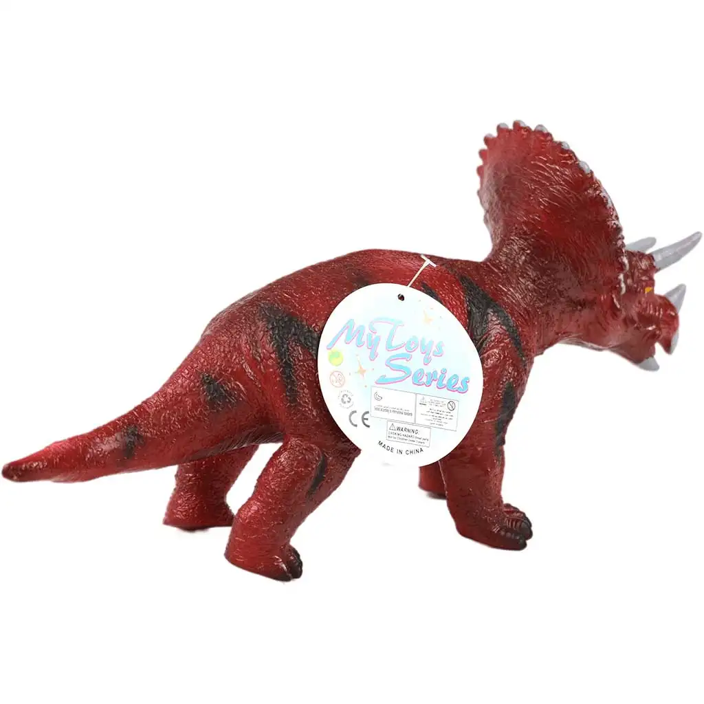 imagen de Dino World: Figura de dinosaurio Triceratops de material vinílico que emite sonido con relleno de algodón de 35 cm 2