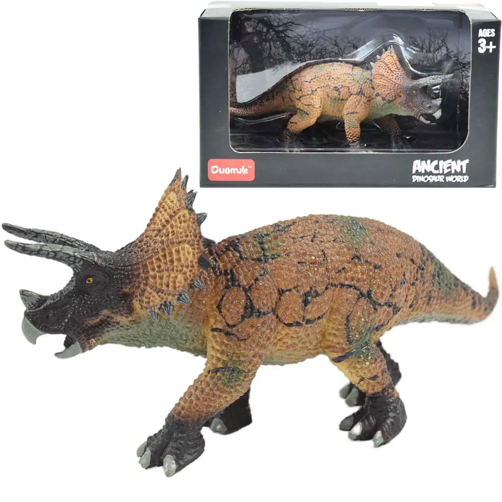 imagen de Dino World: Figura de Triceratops de 16 cm meticulosamente detallada en embalaje decorativo 1