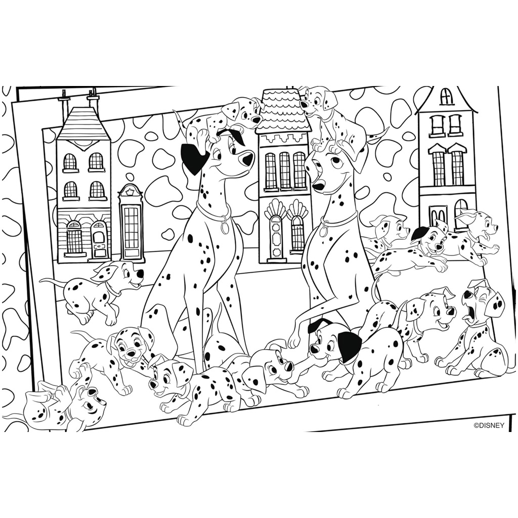 imagen de Disney 101 dálmata 2 en 1 rompecabezas y libro para colorear de 24 piezas 50x35cm - Lisciani 3