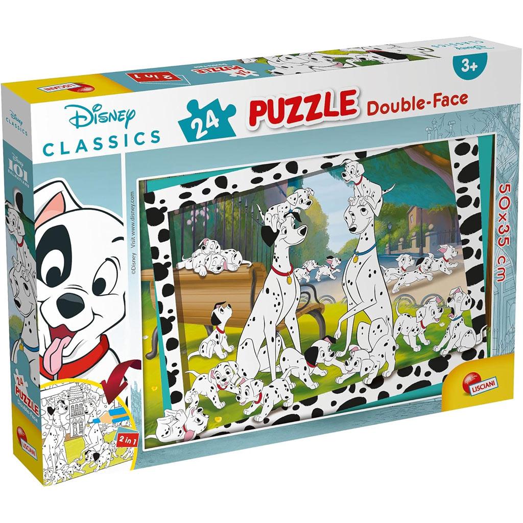 imagen de Disney 101 dálmata 2 en 1 rompecabezas y libro para colorear de 24 piezas 50x35cm - Lisciani 1