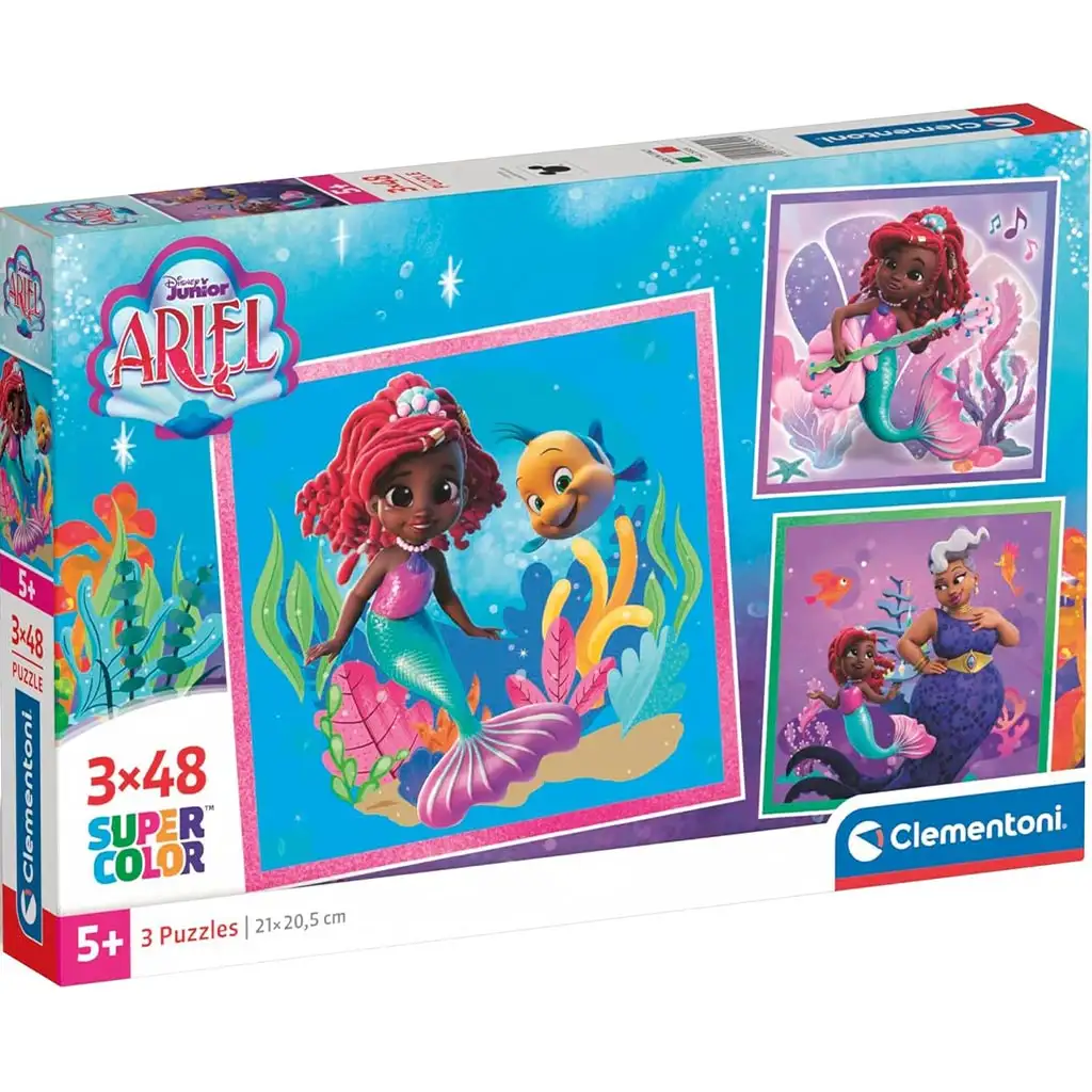 imagen de Disney Ariel rompecabezas Supercolor 3x48 piezas - Clementoni 1