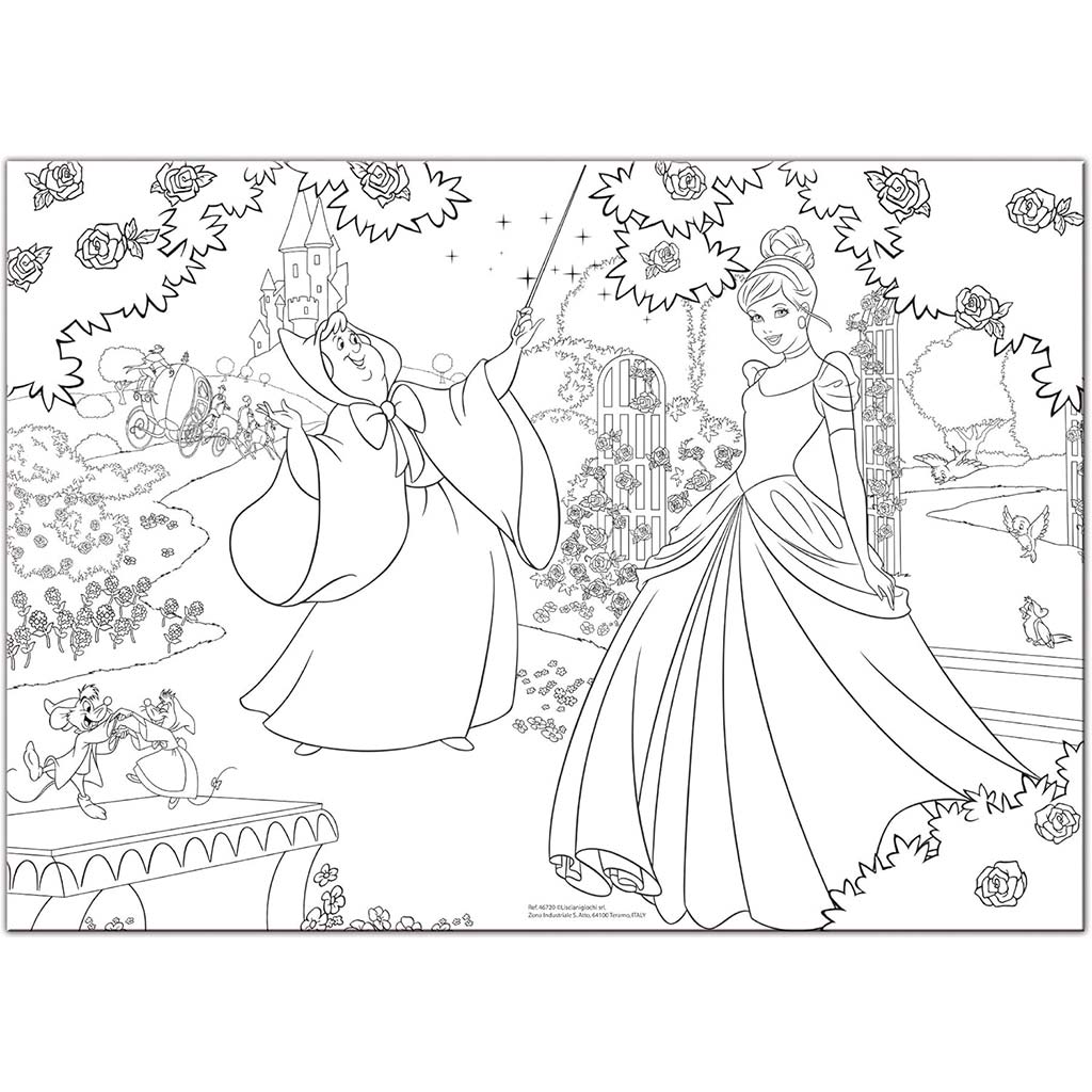 imagen de Disney Cenicienta 2 en 1 maxi 150 piezas puzzle y coloreable 70x50cm - Lisciani 2