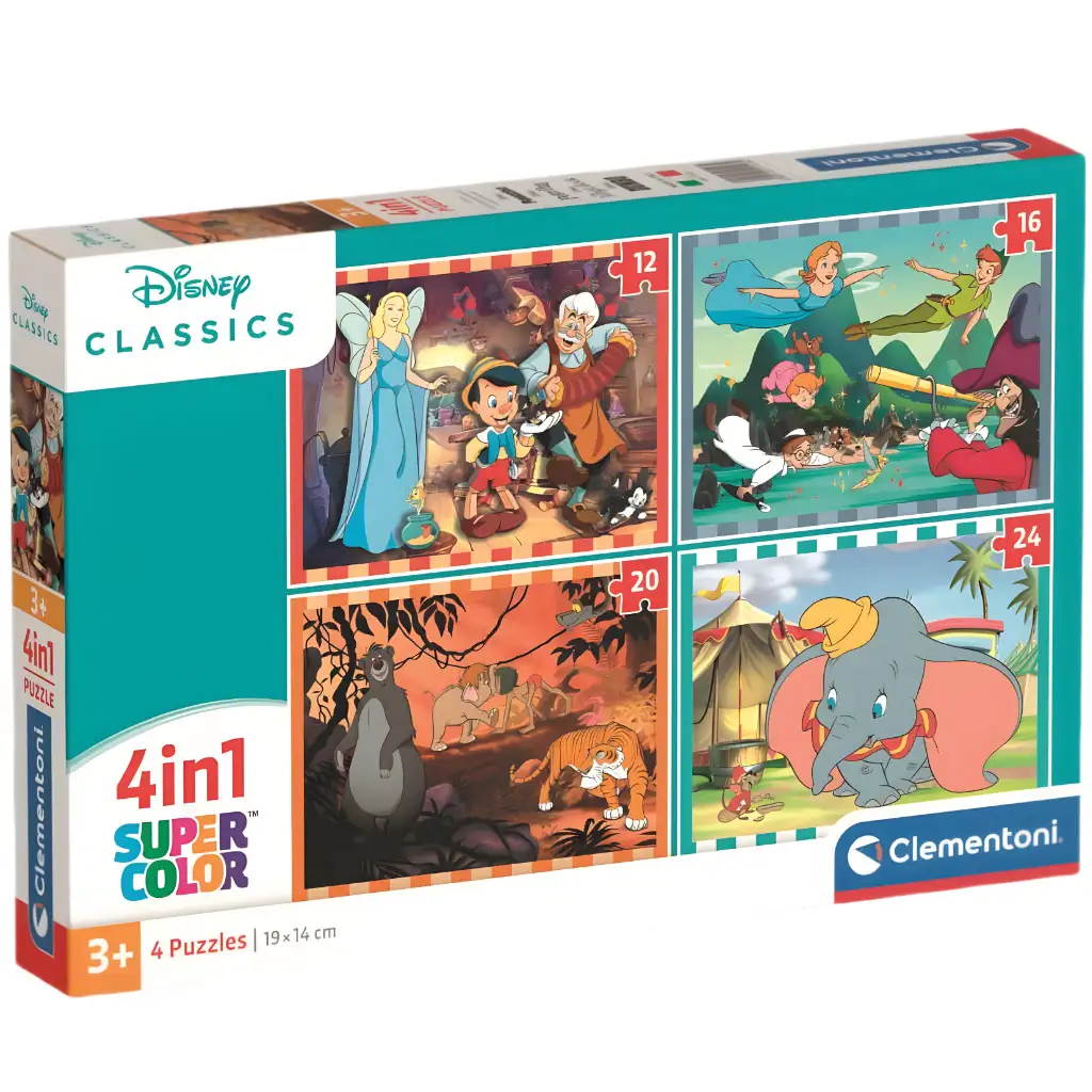 imagen de Disney clásicos 4 en 1 Supercolor puzzle - Clementoni 1