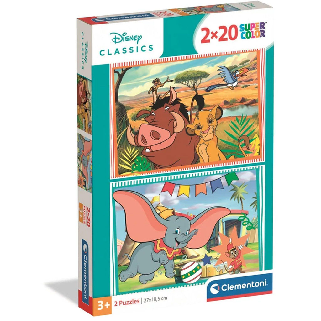 imagen de Disney Clásicos El Rey León y Dumbo 2x20 piezas Supercolor puzzle - Clementoni 1