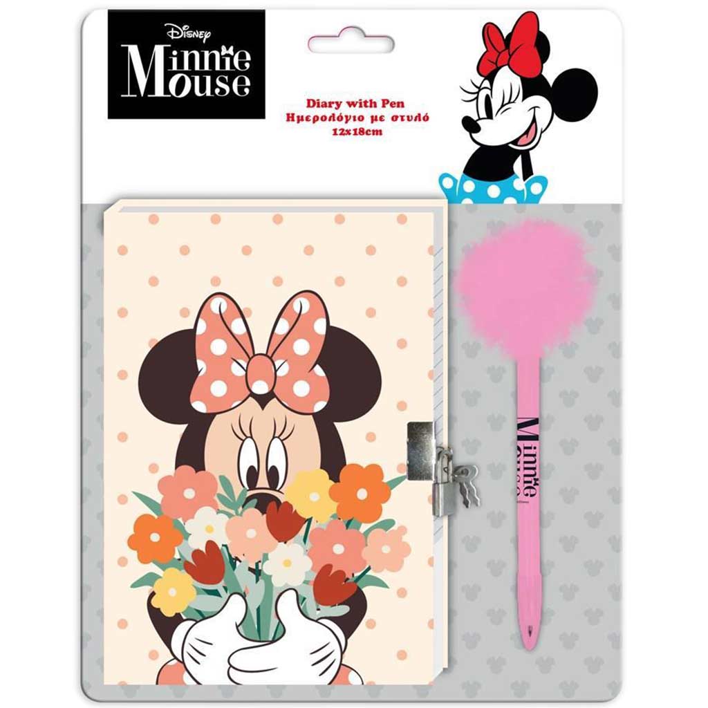 imagen de Disney: Diario secreto de Minnie Mouse con candado y bolígrafo pom-pom 12x18cm 60 hojas 1