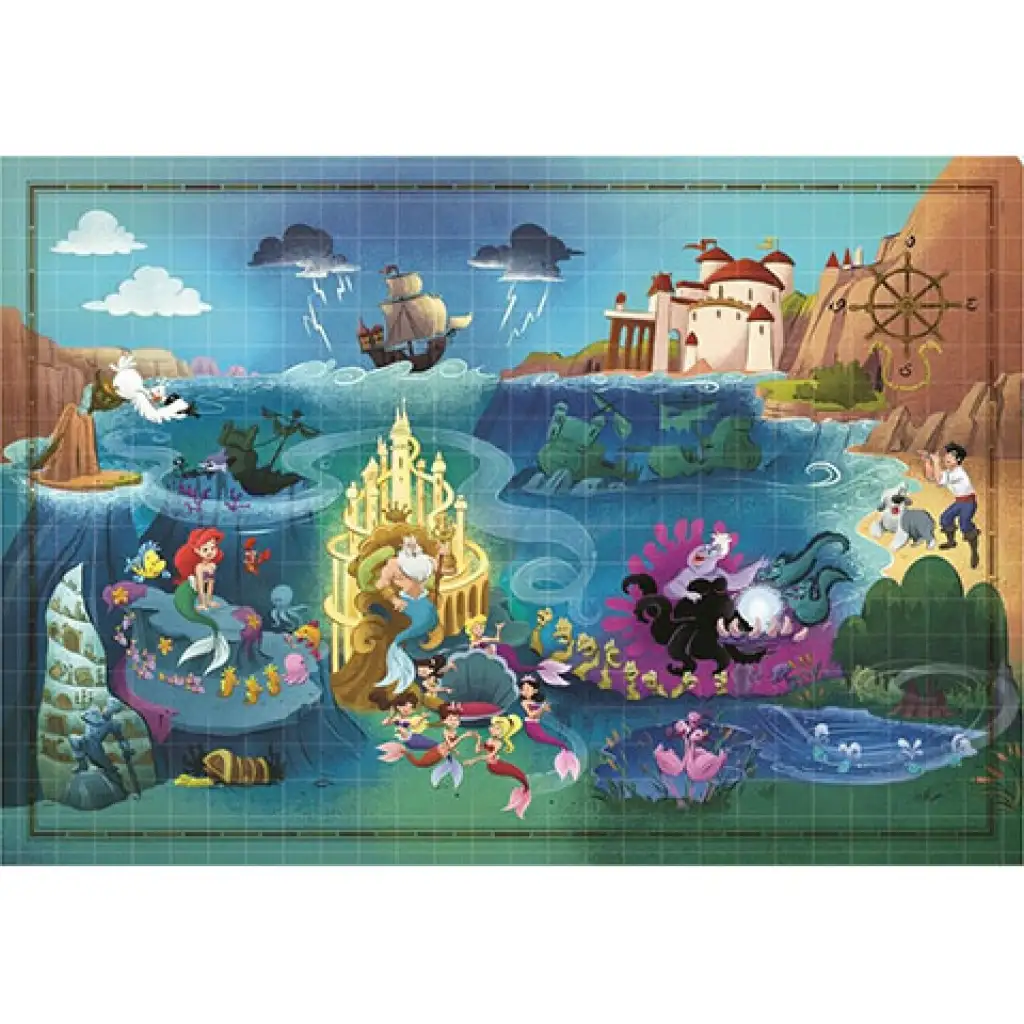 imagen de Disney: El rompecabezas del mapa de La Sirenita de 1000 piezas - Clementoni 2