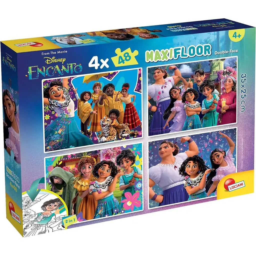 imagen de Disney Encanto 2 en 1 maxi puzzle de 4x48 piezas y libro para colorear 35x25cm - Lisciani 1
