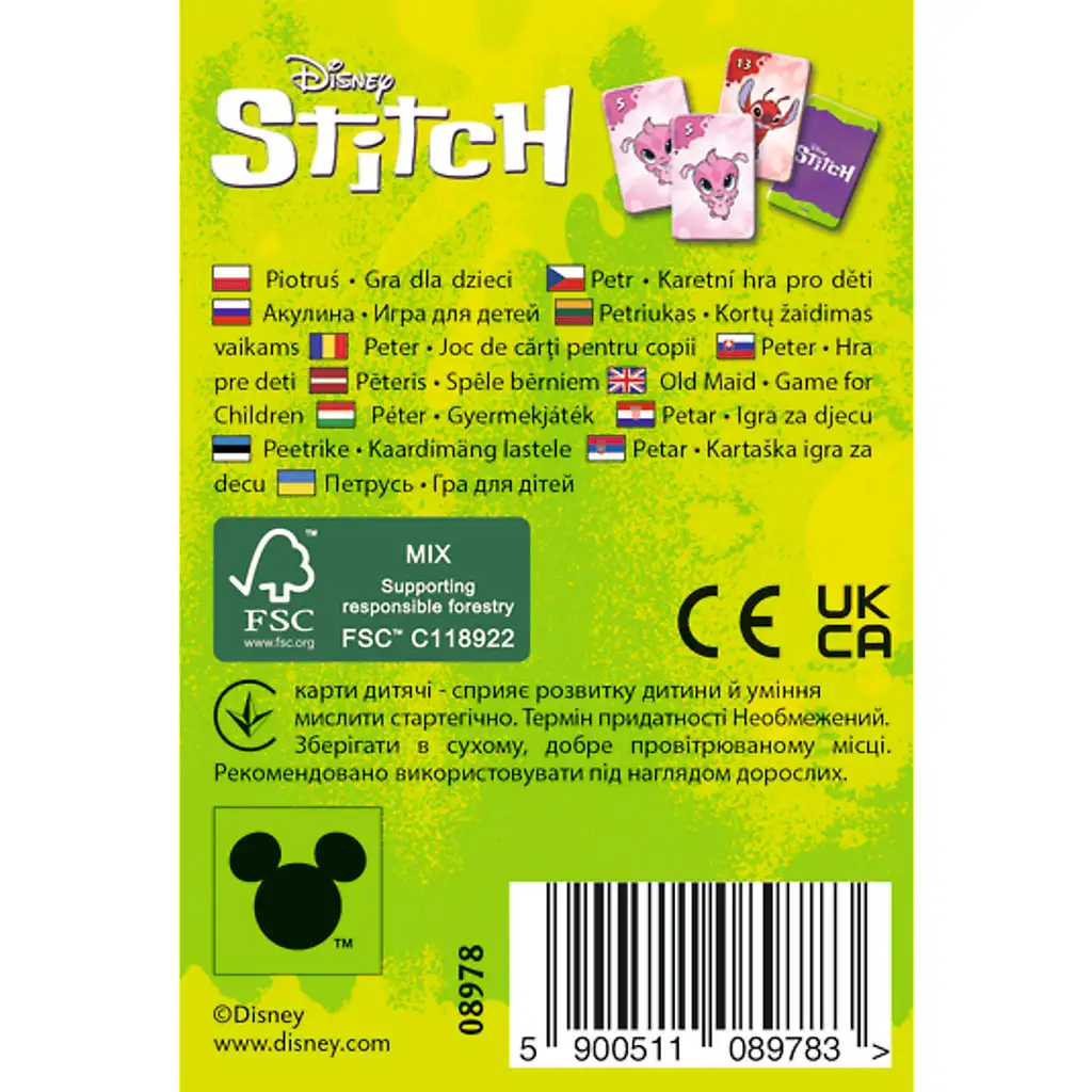 imagen de Disney: Juego de cartas de Póker Negro Stitch - Trefl 3