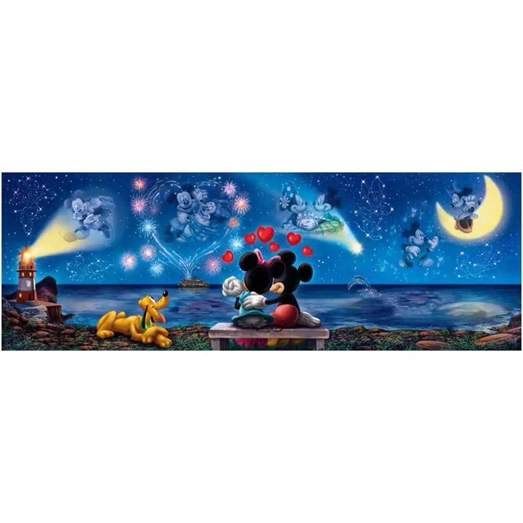 imagen de Disney - La noche mágica de Mickey y Minnie puzzle panorámico de 1000 piezas con póster - Clementoni 2