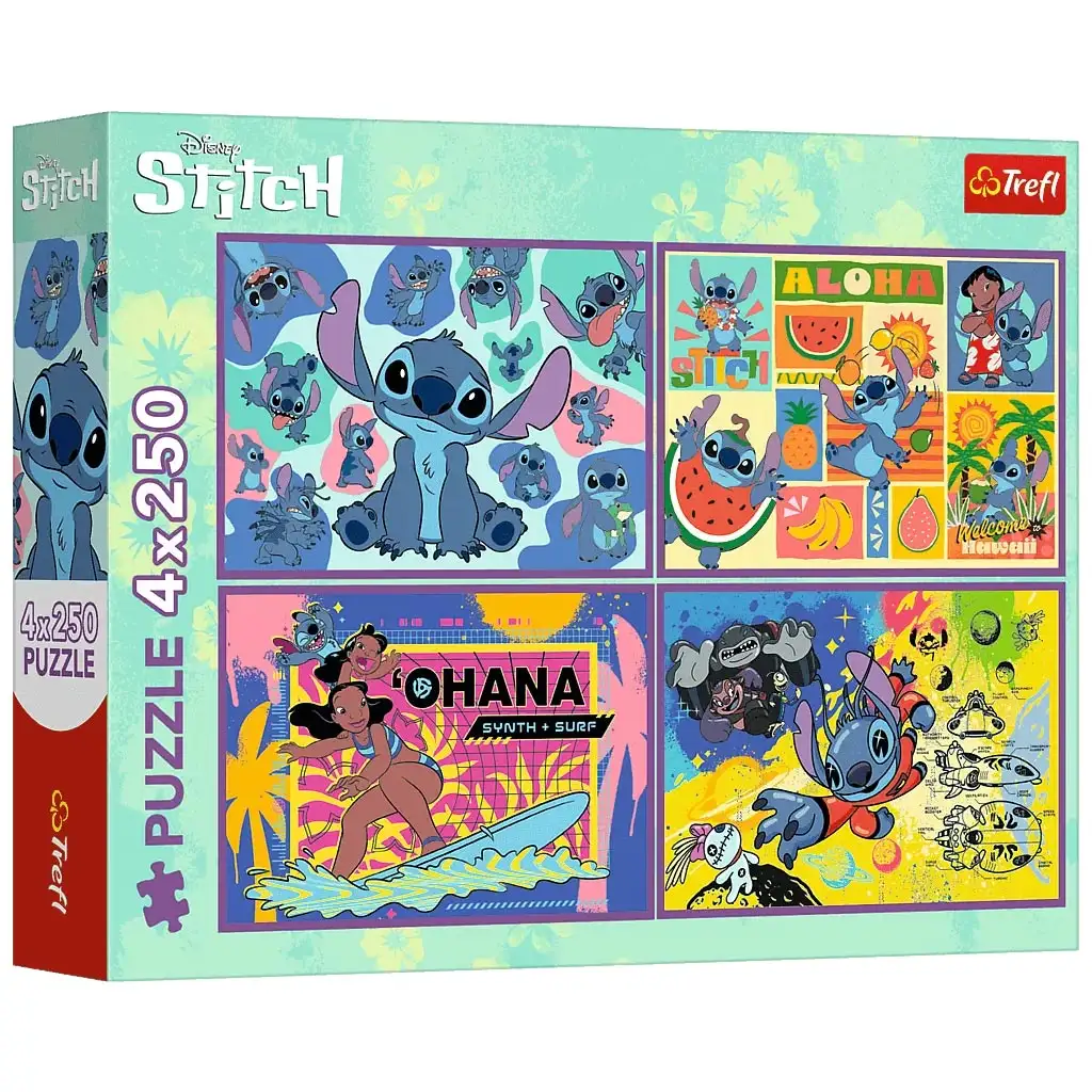 imagen de Disney: Maravilloso puzzle de Stitch 4x250 piezas - Trefl 1