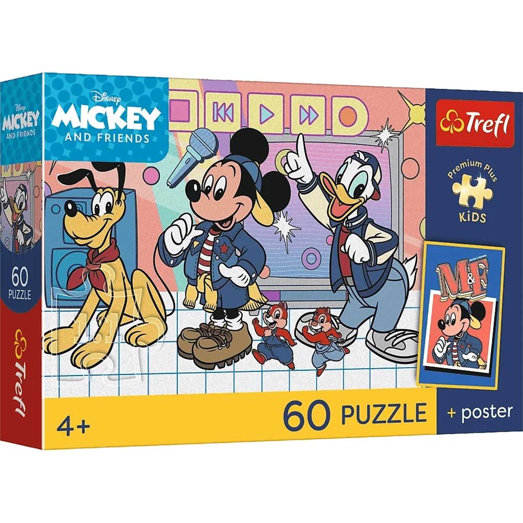 imagen de Disney Mickey Mouse y sus amigos rompecabezas premium plus de 60 piezas con póster - Trefl 1