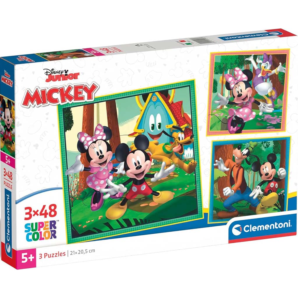 imagen de Disney Mickey Mouse y sus amigos rompecabezas Supercolor 3x48 piezas - Clementoni 1