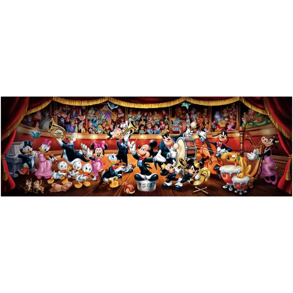 imagen de Disney – Mickey y sus amigos en la banda puzzle panorámico de 1000 piezas con póster - Clementoni 2
