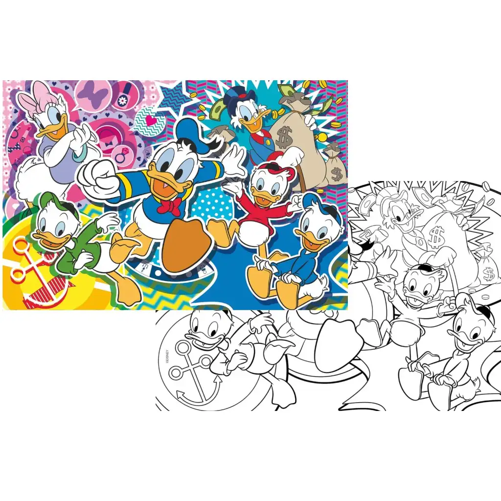 imagen de Disney Patoaventuras 2 en 1 108 piezas puzzle y colorear 70x50cm - Lisciani 2