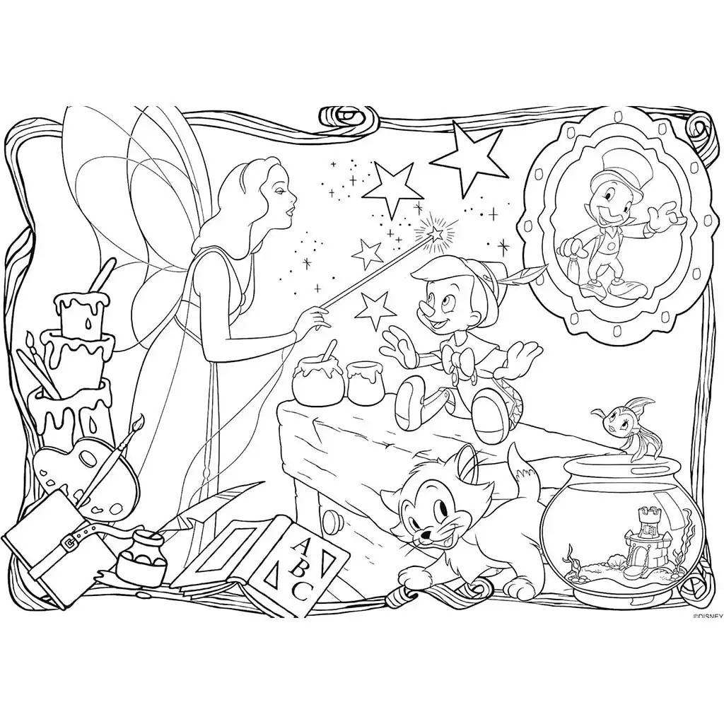 imagen de Disney Pinocho 2 en 1 maxi rompecabezas y colorear de 24 piezas 70x50cm - Lisciani 2