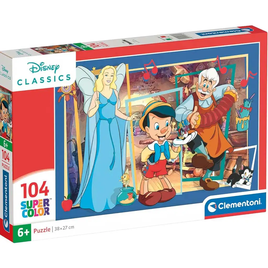 imagen de Disney Pinocho rompecabezas Supercolor de 104 piezas - Clementoni 1