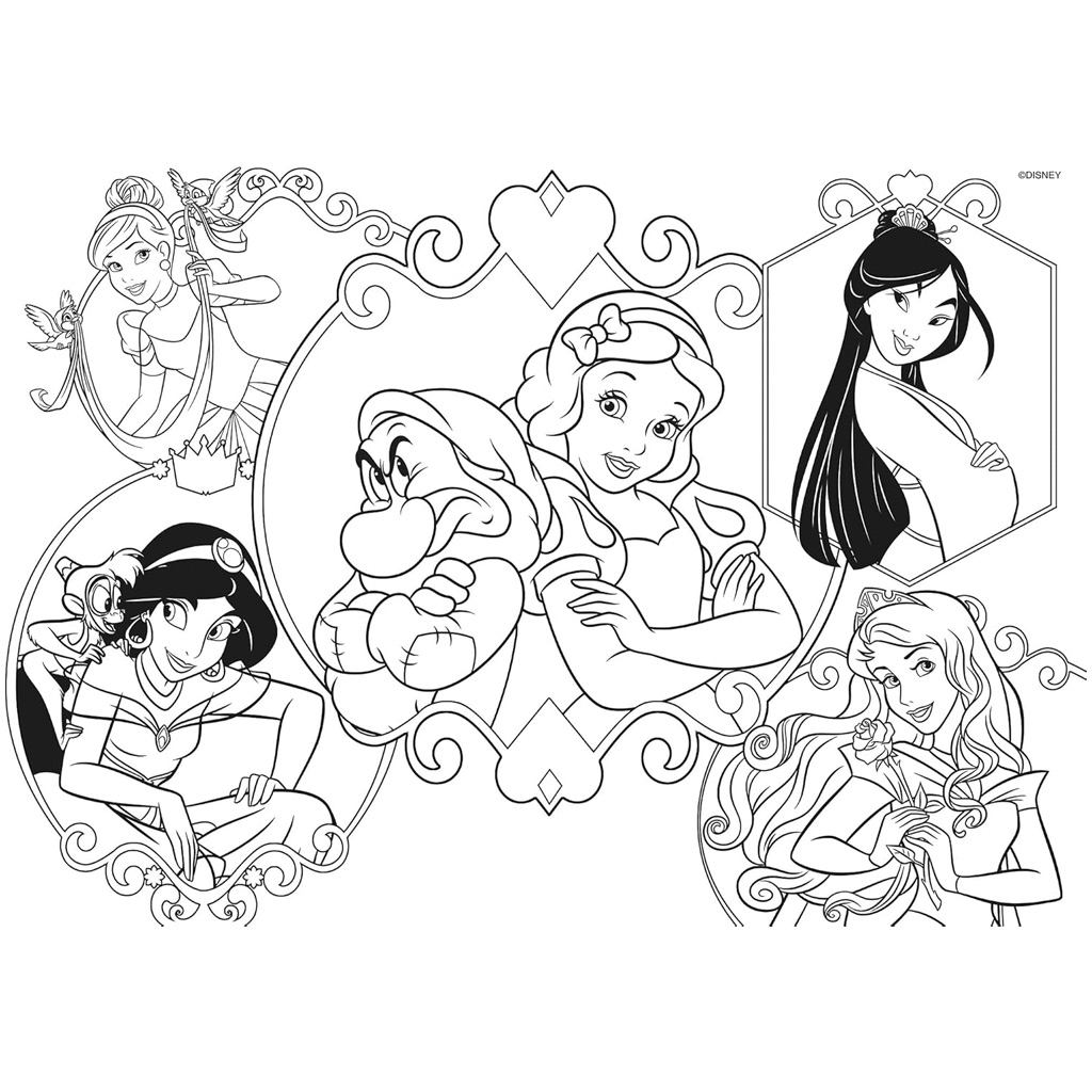 imagen de Disney Princesas 2 en 1 2x24 piezas maxi puzzle y libro para colorear - Lisciani 4