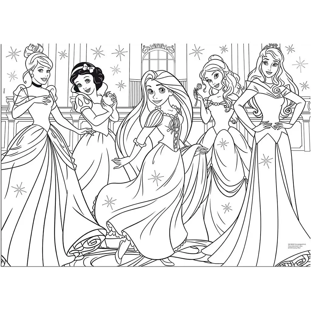 imagen de Disney Princesas 2 en 1 60 piezas maxi puzzle y colorear 70x50cm - Lisciani 2