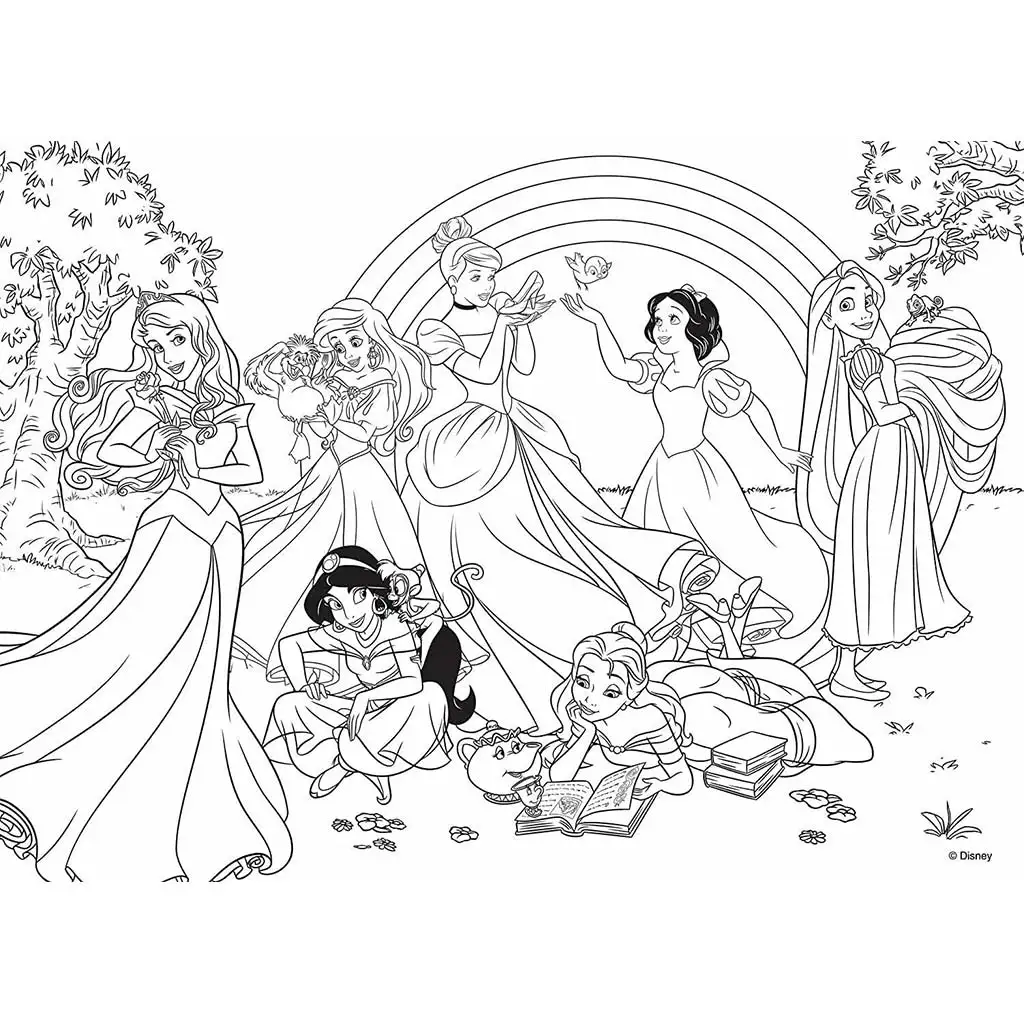 imagen de Disney Princesas 2 en 1 maxi puzzle y colorear de 24 piezas 70x50cm - Lisciani 2