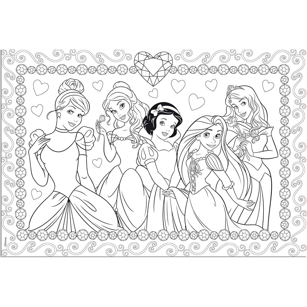 imagen de Disney Princesas 2 en 1 rompecabezas y libro para colorear de 108 piezas 50x35cm - Lisciani 2