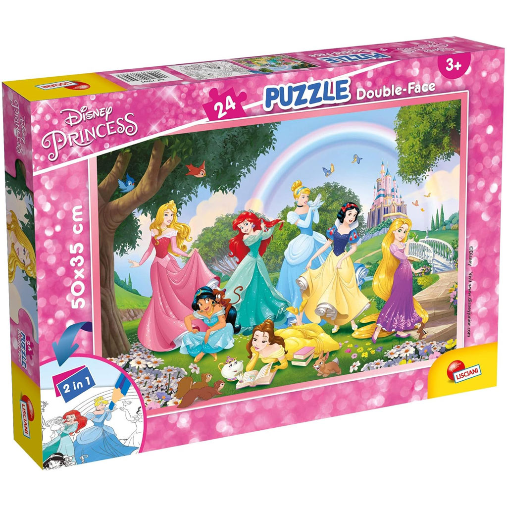 imagen de Disney Princesas 2 en 1 rompecabezas y libro para colorear de 24 piezas 50x35cm - Lisciani 1