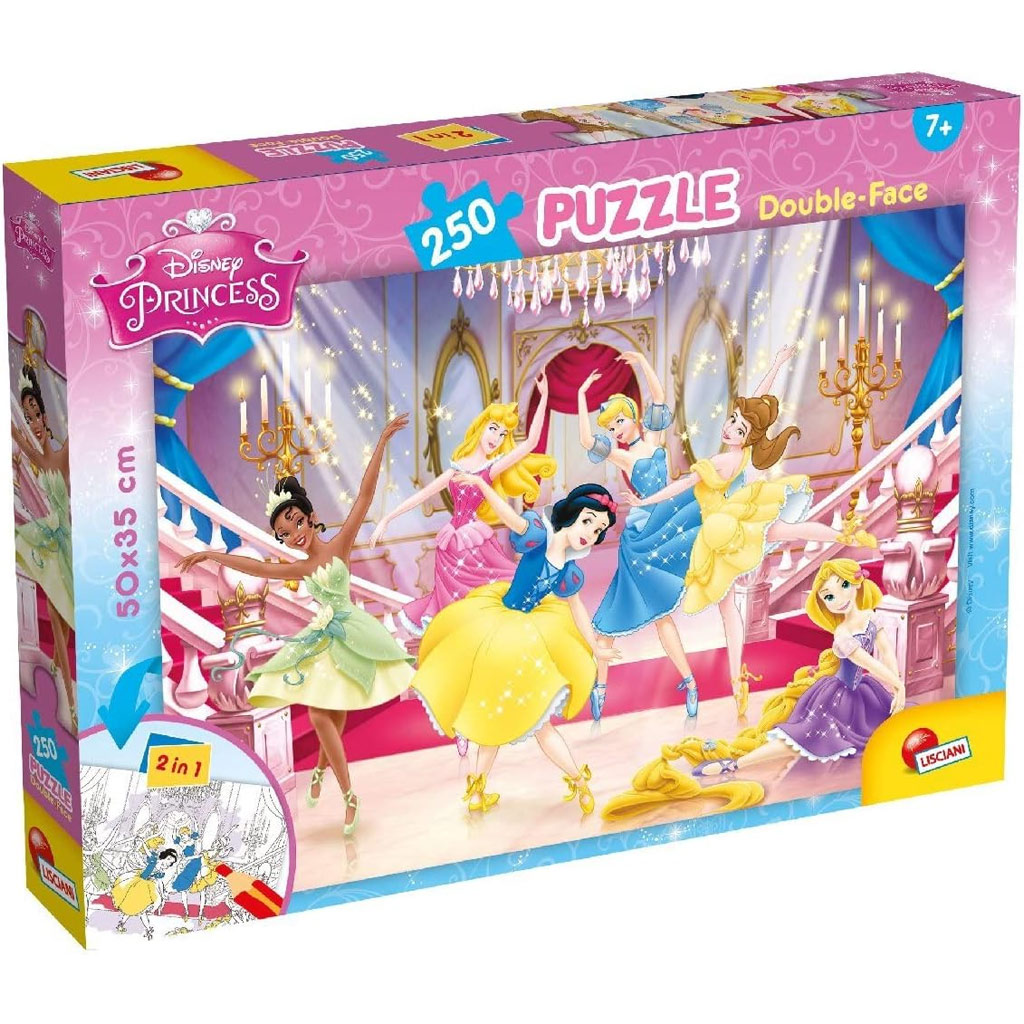 imagen de Disney Princesas 2 en 1 rompecabezas y libro para colorear de 250 piezas 50x35cm - Lisciani 1