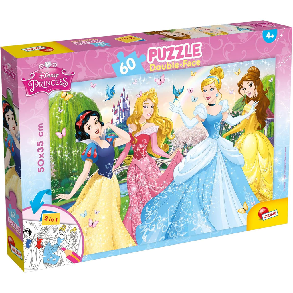 imagen de Disney Princesas 2 en 1 rompecabezas y libro para colorear de 60 piezas 50x35cm - Lisciani 1