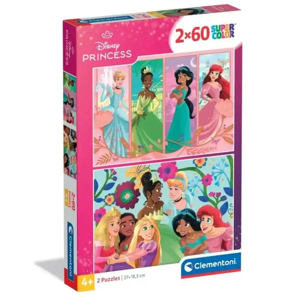 imagen de Disney Princesas 2x60 piezas Supercolor puzzle - Clementoni 1