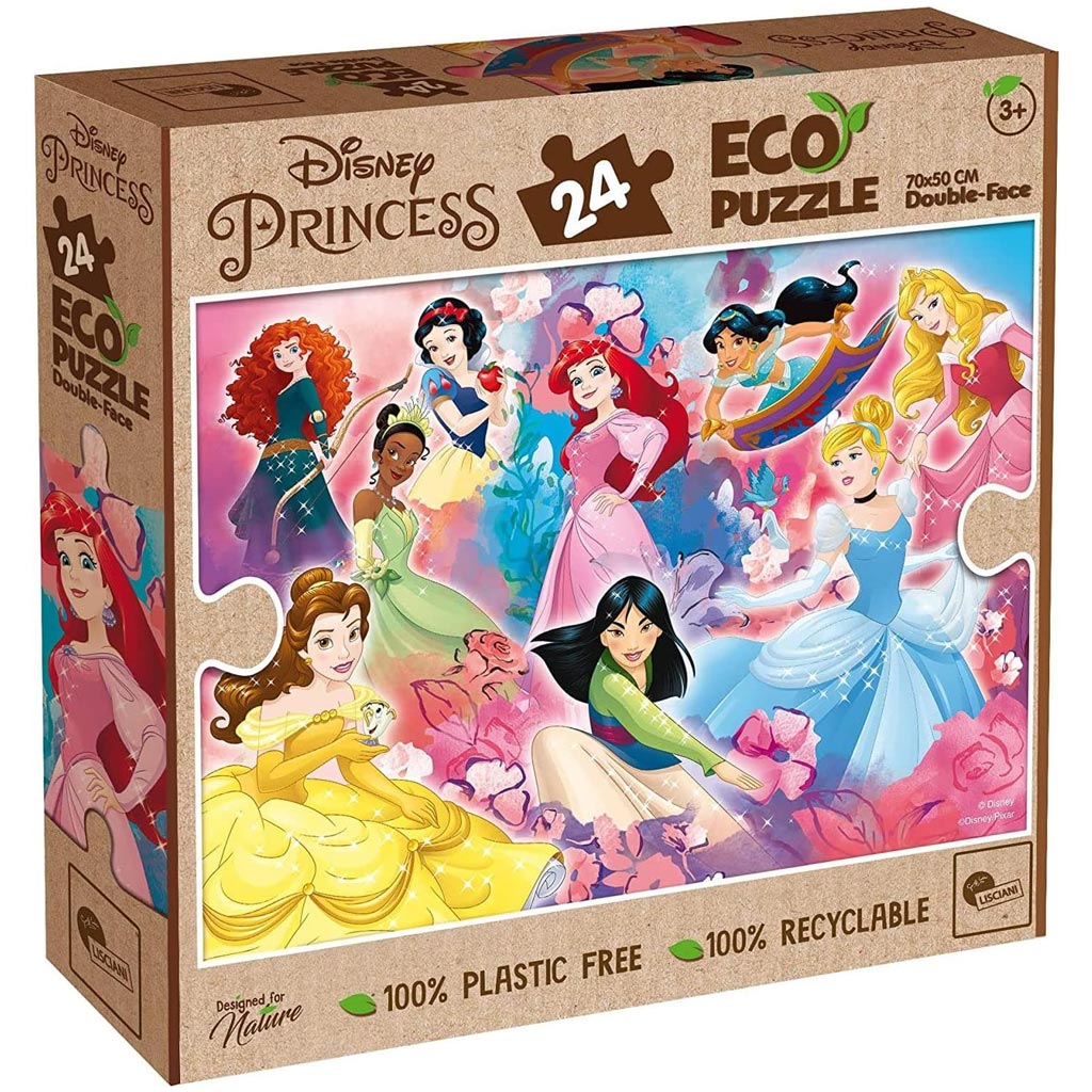 imagen de Disney princesas el equipo 2 en 1 24 piezas Eco maxi puzzle y colorear 70x50cm - Lisciani 1