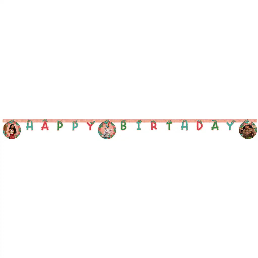 imagen de Disney Princesas Moana 2 cumpleaños "Feliz Cumpleaños" banner de fiesta 200cm 1
