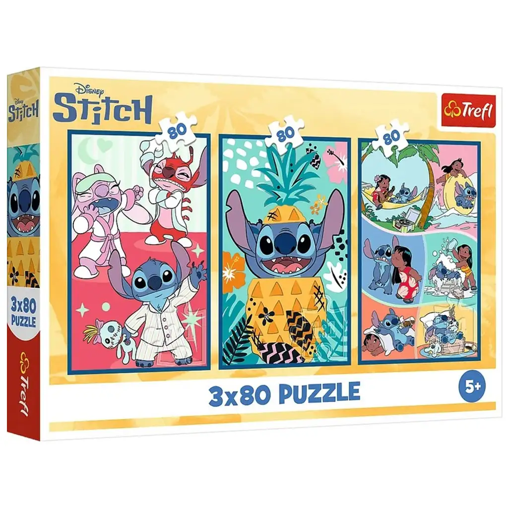 imagen de Disney: Puzzle de 3x80 piezas del mundo de Stitch - Trefl 1