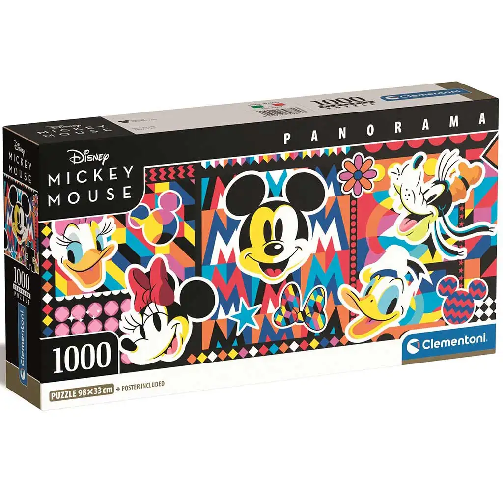 imagen de Disney: Puzzle panorámico clásico de 1000 piezas de Mickey Ratón 98x33cm - Clementoni 1