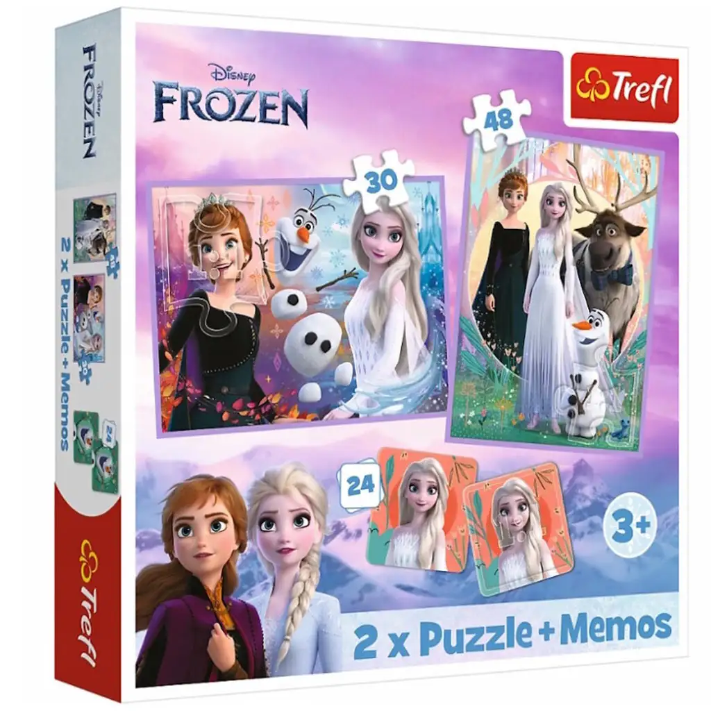 imagen de Disney: Rompehielos 2.- Princesas en su tierra puzzle y juego de memoria 2 en 1 set - Trefl 1