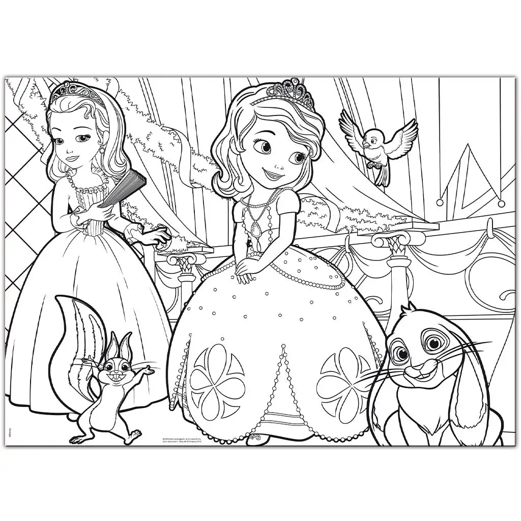 imagen de Disney Sofía la princesa 2 en 1 60 piezas maxi puzzle y colorear 70x50cm - Lisciani 2