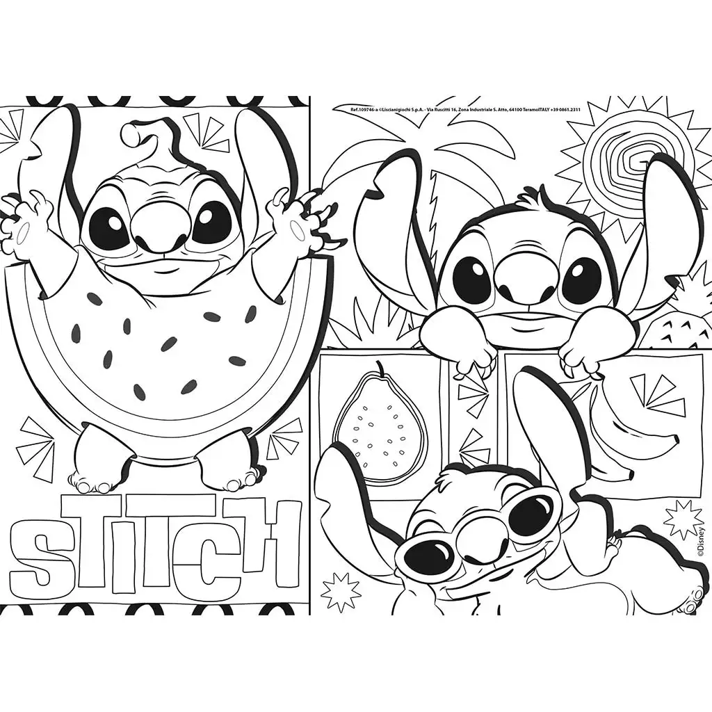 imagen de Disney Stitch 2 en 1 maxi rompecabezas de 4x48 piezas y colorear 35x25cm - Lisciani 2
