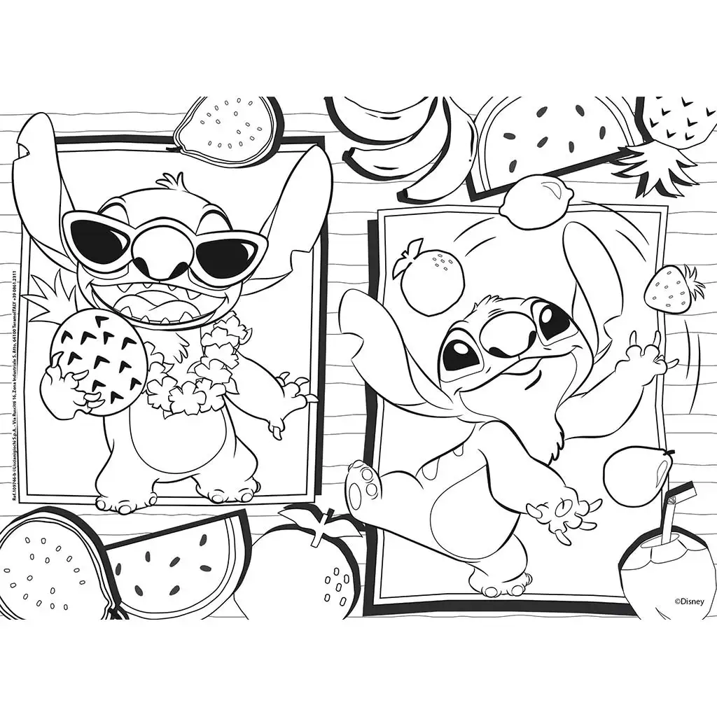 imagen de Disney Stitch 2 en 1 maxi rompecabezas de 4x48 piezas y colorear 35x25cm - Lisciani 3