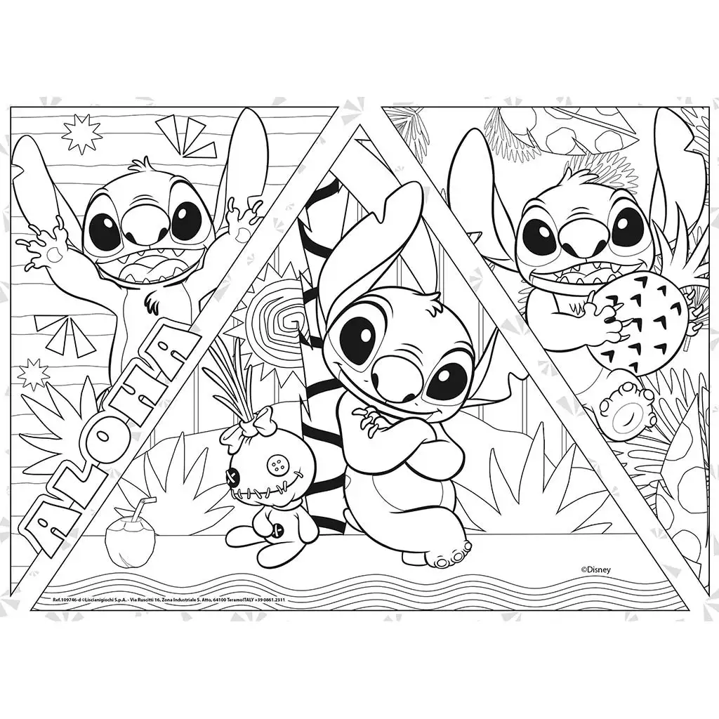 imagen de Disney Stitch 2 en 1 maxi rompecabezas de 4x48 piezas y colorear 35x25cm - Lisciani 5