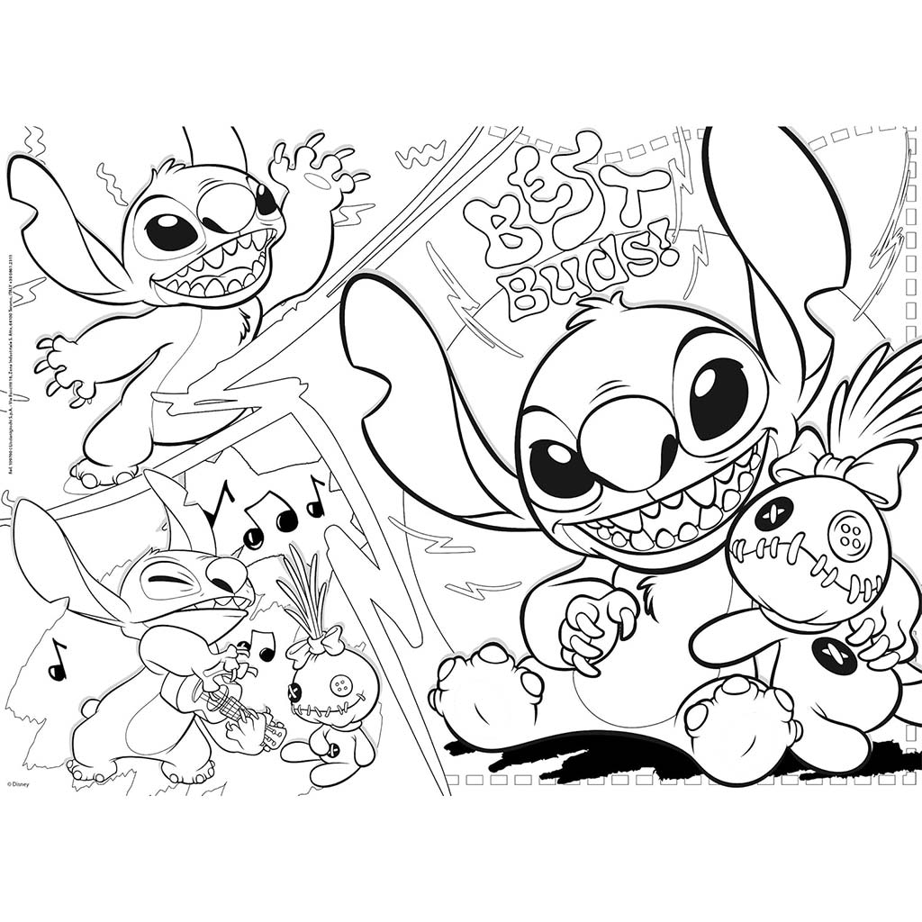 imagen de Disney Stitch 2 en 1 maxi rompecabezas y colorear 70x50cm - Lisciani 2
