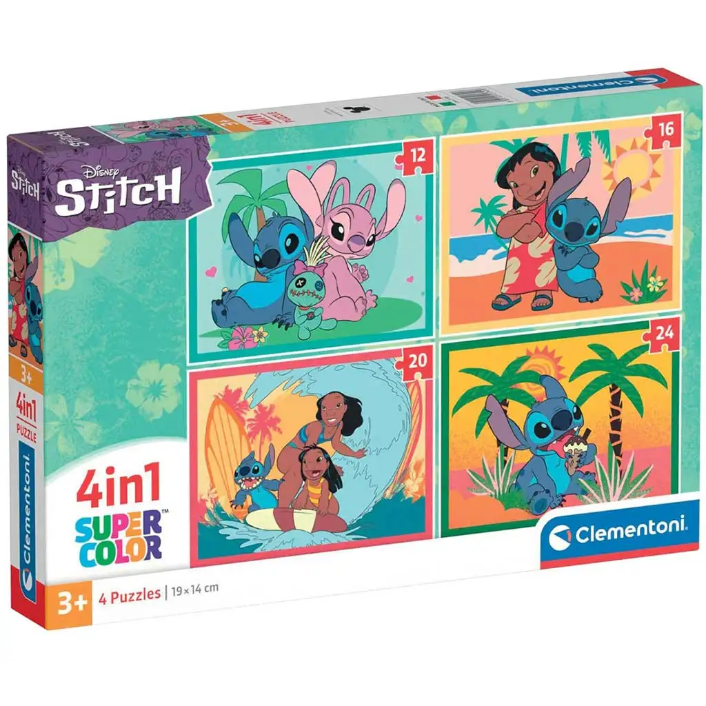 imagen de Disney Stitch 4 en 1 Supercolor puzzle - Clementoni 1
