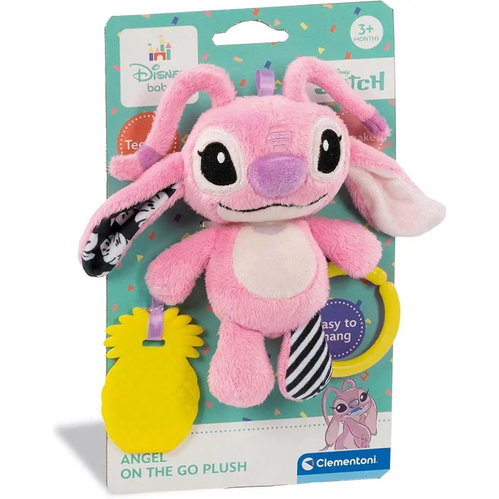 imagen de Disney Stitch Angel peluche con sonajero y mordedor - Clementoni Baby 1