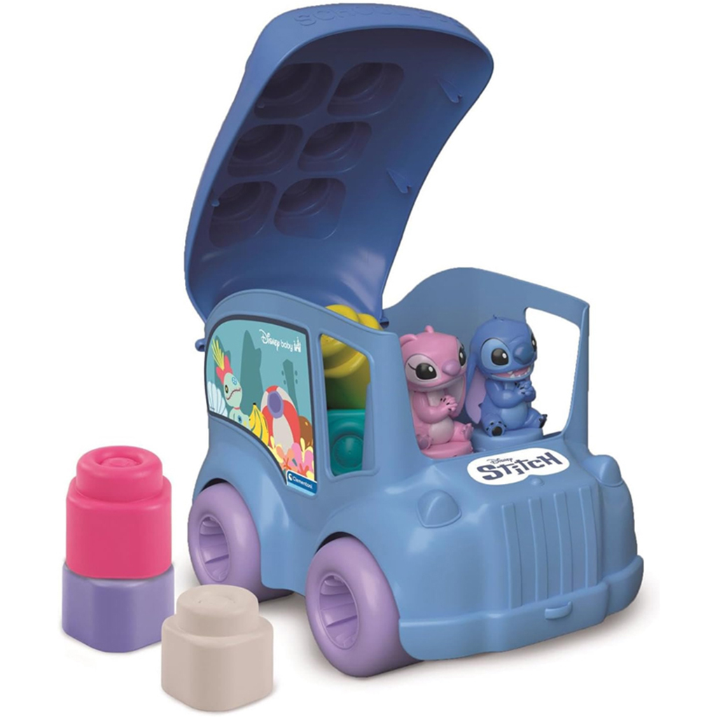 imagen de Disney Stitch autobús escolar con bloques de construcción suaves - Clementoni 3