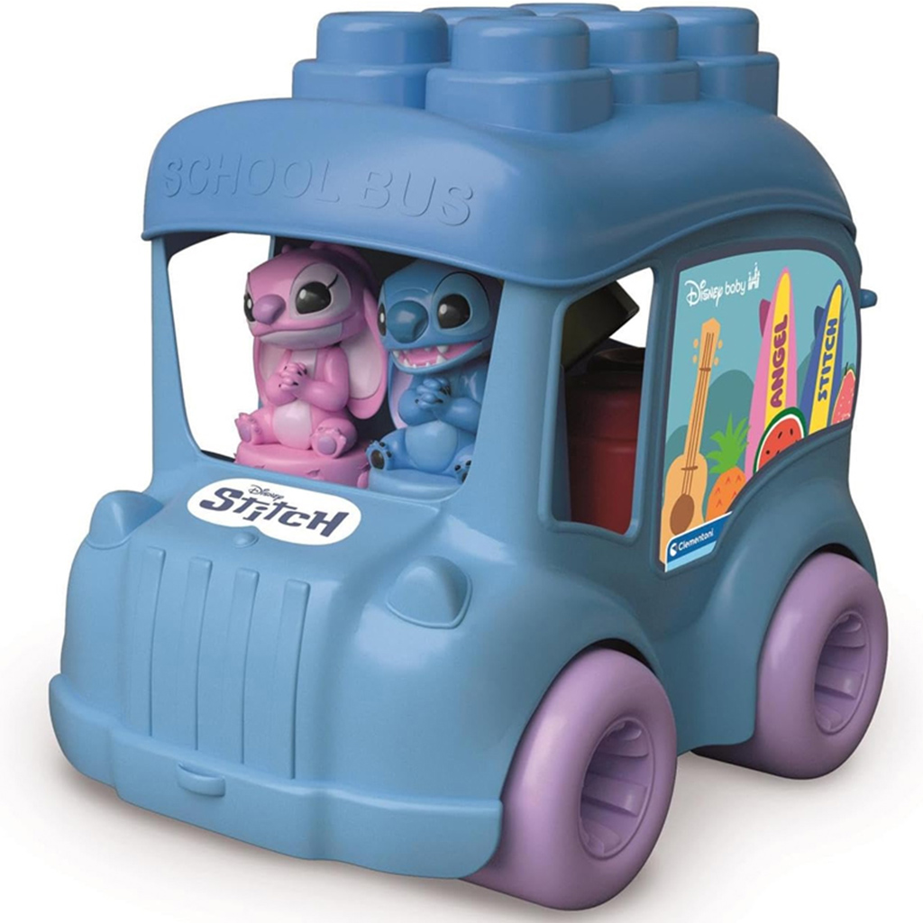 imagen de Disney Stitch autobús escolar con bloques de construcción suaves - Clementoni 1