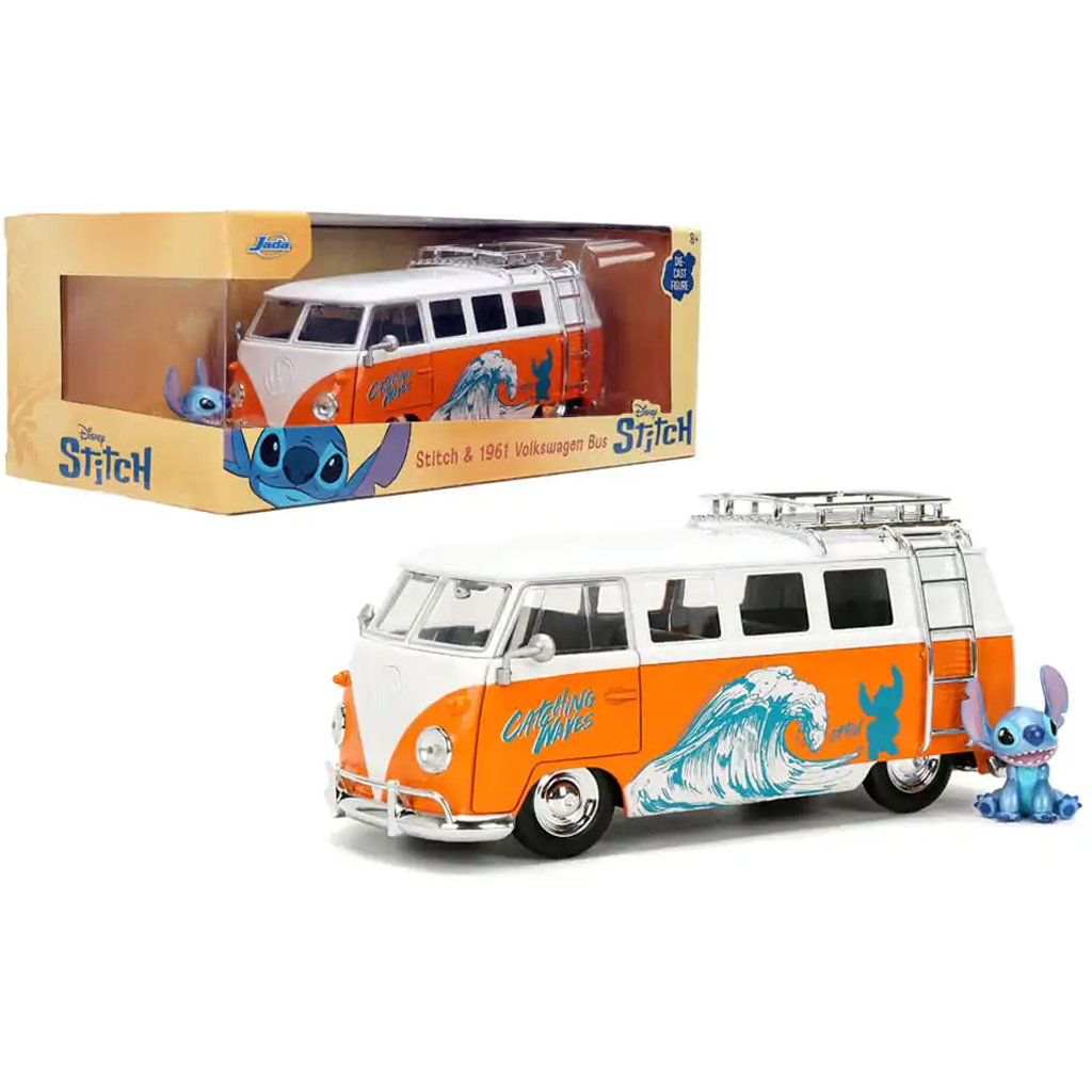 imagen de Disney Stitch – Autobús Volkswagen de 1961 con figura de Stitch 1/24 - Jada Toys 1