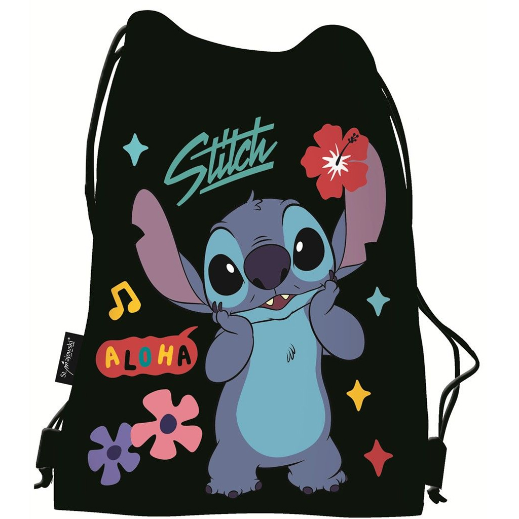 imagen de Disney Stitch Black Aloha mochila, bolsa deportiva 34x43cm 1