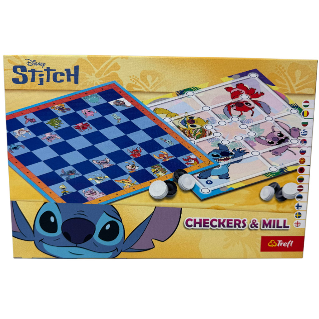 imagen de Disney Stitch: Damas y molino juego de mesa - Trefl 1